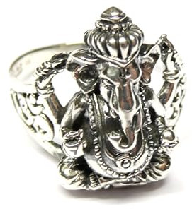 Ring Silber, Motiv Ganesha , Sterlingsilber, Gr. 58, Schutzsymbol, Unisex