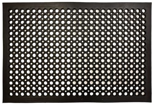EDS Commercial Rubber Floor Mat Heavy Duty Large Outdoor Rubber Entrance Door Mat Anti Fatigue Non Slip Mats with Drainage Hole for Industrial Kitchen Restaurant Garage Garden (PACK OF 1, 90 x 60 CM)