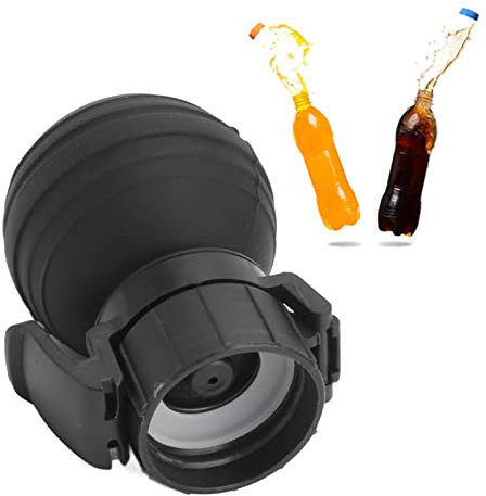 Soda Bottle Lid,Silicone Leak Proof Carbonated Drink Air Pump Lid,1Pcs Plastic Bottles Sealer,Fizz Keeper Pump Cap Saver for Beer Beverage (Black)