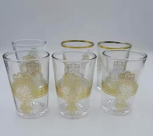 MIELIMON Set di 6 bicchieri marocchino in vetro da 150 ml (rosso)