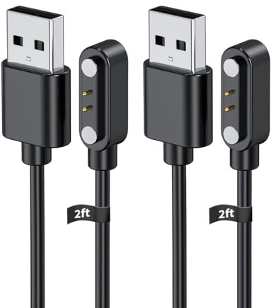 YANMONGI Smartwatch-Ladegerät für EarlySincere T13 60 cm, 2-poliges USB-Kabel, tragbares magnetisches Ladekabel für EarlySincere T13 Smartwatch, 2 Stück