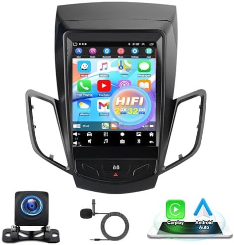 9.7 Inch Android 13 Car Stereo for Ford Fiesta MK7 2009-2016 - Wireless CarPlay/Android Auto,2G+32G Radio 2 DIN with Sat Nav Bluetooth FM RDS HiFi WiFi+Backup Camera+MIC