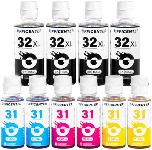 10 Pack 32XL Black Ink Bottle, 31 Ink Bottle Set Compatible for HP Smart Tank 5101 7301 6001 7602 5000 7001 5103 5102 Ink, Smart Tank Plus 651 551 455 457 450 Ink Refill