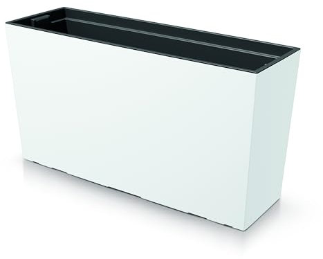 DIKEL Fioriera 77x23x40cm | Fioriera in plastica, resistente agli agenti atmosferici e versatile | Fioriera ideale per balconi e interni | Fioriera dal design elegante | Bianco