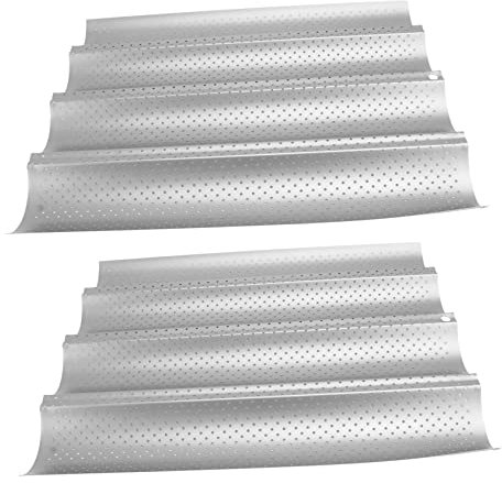 COLLBATH Perforierte Pfanne Zum Backen Von Französischem Brot 4 Wellenbrote Laibbackform Für Ofentoaster Antihaftbeschichtung Kochen