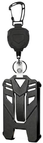 ccuzs Carabiner Badge Holder Keychain, Outdoor Heavy Duty Keychain, Steel Cord Badge Holder, Clips to Belt and Bag Keychain for Indoor, Outdoor, ID, Travel, Offices, Black Color, Schwarz ,
