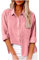 Chemise Lin Femme Éte Chemisier Coton Et Lin Col V Boutons Décontractés Manches Longues Tops Couleur Unie Tunique Blouse Grande Taille Hauts Printemps Rose L