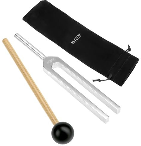 QWORK® 432Hz Stimmgabel aus Aluminiumlegierung mit Silikonhammer und Tasche - Rostbeständig und Ergonomisch für Klangheilung und Meditation