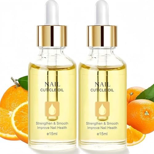 2Pcs Nail Cuticle Oil with Organic Vitamin E & B, Cuticle Oil for Nails, Soothe Moisturize with Dropper Design for Dry Rough Nail Care Repair (30ml)