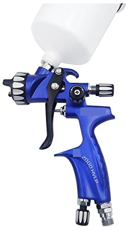 Hochdruckreinigerpistole, HVLP Auto-Farbspritzpistole 1,3 mm Auto-Heimindustrie-Sprühfarbe-Werkzeuge Manuelle Niederdruck-Spritzpistole Becherkapazität 600 ml(Blue)