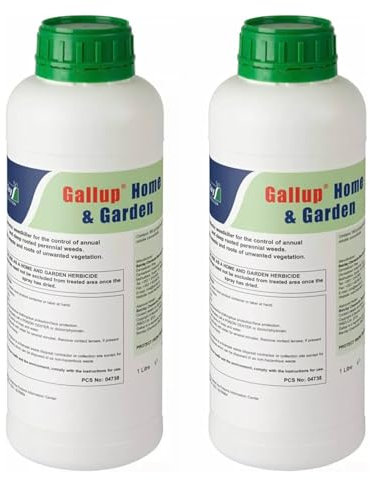 Gallup Home & Garden Weed Killer 1L - Glyphosate Commercial Industrial Strength Concentrated Herbicide Weed Killer for Effective Annual & Perennial Grass & Broad Leaved Weeds - 2 Pack