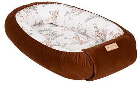 Babynest Babynestchen Nestchen Reisebett Wickelauflage Kuschelbett (Farbe: braun, Safari)