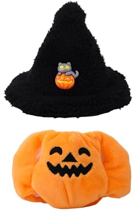 lasuroa Halloween-Kleidung für 17cm Puppe, Niedliches Kürbis-Outfit mit Hexenhut Stilvolles Puppenkostüm-Set Halloween-Zubehör (Nur Kleidung)