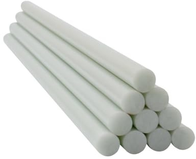 Lot de 10 tiges flexibles en fibre de verre de 6 mm, 7 mm, 8 mm, 10 mm de diamètre, 0,5 m, tiges d'ingénierie blanches haute rigidité(8mm)