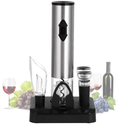 Abridor eléctrico de vino, kit automático de sacacorchos con tapones al vacío, vertedor de vino, cortador de aluminio, almacenamiento de base, removedor de botellas a pilas para restaurantes, hogares