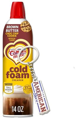 Coffëe matë Non Dairy Butter Brown Chocolate Chip Flavored Cold Foam Coffee Creamer I 14oz (414ml) I US Import I Includes The American Store Keyring