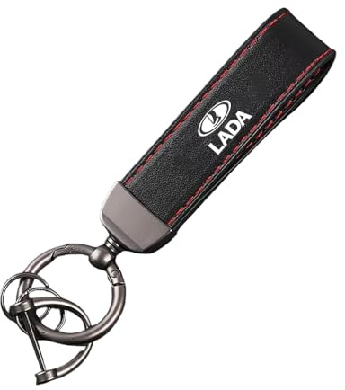 ztpato Auto Leder Schlüsselanhänger,Für Lada Niva Vesta Samara Granta Kalina Largus Priora Xra Xray Auto Geschenke Schlüsselring Zubehör, Schlüsselanhänger, Leather Autoschlüsselbund,Red