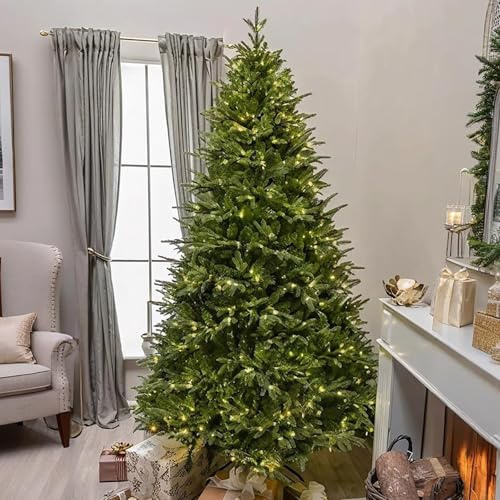 Albero di Natale con Luci Incorporate, Albero di Natale Automatico di Alta Qualità con Punte di Rami da 1.100-8.800 PE per Casa, Ufficio, Feste(240cm/8ft)