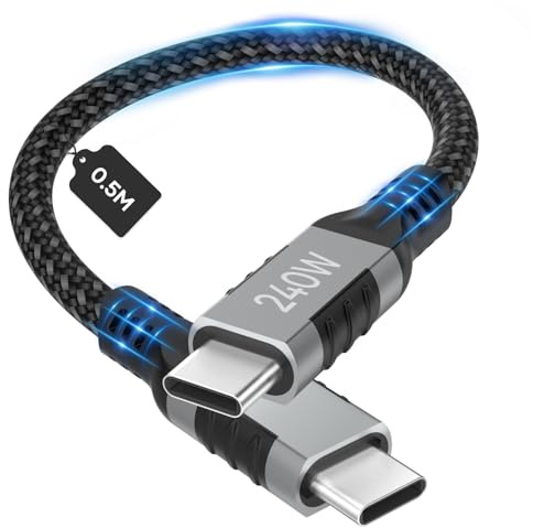 Zestiq Cable Cargador USB-C a USB-C 240W, Cable de Carga PD Tipo C, Cable USB-C de Carga Rápida para iPhone 17 16 15 Pro Max Plus, MacBook iPad Air, Samsung S25 S24 Ultra, Steam Deck - 0.5M