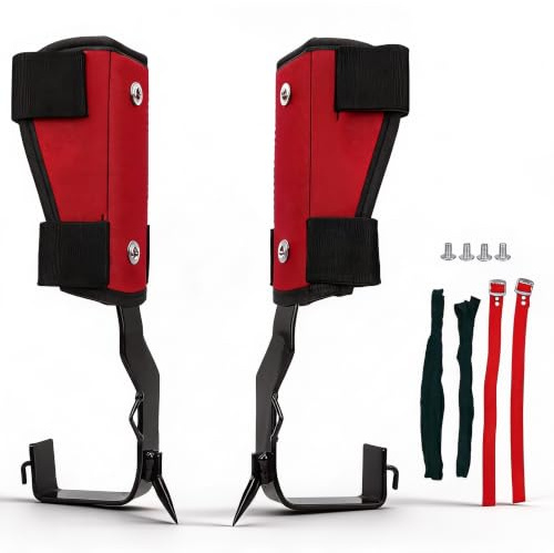 Bewinner Kit de Pointes d'escalade d'arbre avec Ceinture de Harnais et Gants, Griffes en Acier Inoxydable et Pédales élargies pour Le Travail D'arboriste, la Récolte de Fruits, la Coupe