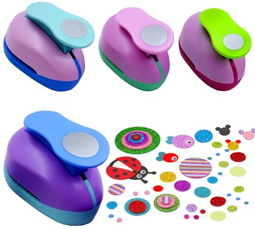 BAIFULAI 4 Stück Papierstanzer Kreis, Motivstanzer, Rund Papier, verschiedenen Größen- 9mm 16mm 25mm 38mm, Kreisstanzer für die Kartenherstellung, Scrapbooking und DIY - Vielseitig Stanzer Kreis