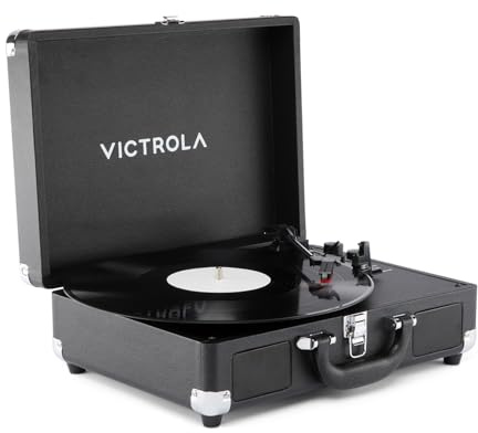 Victrola Journey II (Modelo 2025) – Tocadiscos Bluetooth portátil Tipo Maleta con Altavoces estéreo Integrados y Sonido Potente, 3 velocidades, conectividad Bluetooth bidireccional (Negro)