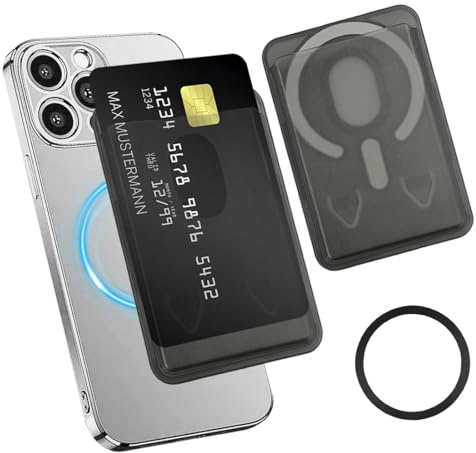 JYNXOR 1 Satz MagSafe Wallet, Magnetischer Kartenhalter, Kompatibel mit MagSafe, RFID Schutz, iPhone Wallet Magnetstärke, Sichere Handy-Geldbörse, Schutz vor Kratzern, Kartenhalter 2-Karten, Schwarz