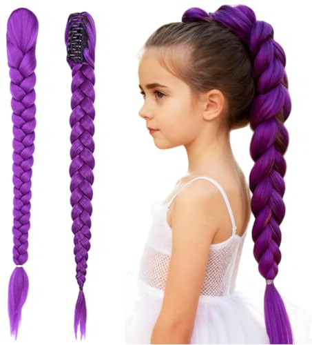 GWAWG Rajout Cheveux Tresses Violet,Cheveuxs Au Crochet En Soie Basse Température,Yaki Textured Cheveux Africaine Meches De Violette Cheveu x Pour Bals Masqués,Cosplay,Scène,Carnaval
