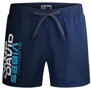 Camp David Herren Badehose mit Logo Print Blue Navy, XXXL