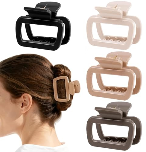 Vesavifaka Haarklammer Klein, Haarspangen Damen – 4 Stück Silikon Haarklammern Flexible & Unzerbrechliche Neutrale Haarklauen für Dünnes Haar, Starker Halt, Rutschfest, 6,2 cm Clips