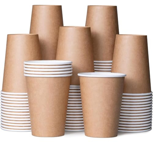 100PCS Hot Coffee Cups Brown Unbleached,9oz Kraft Paper Cups,Bulk Paper Party Cups,250 Ml Premium Kraft 3 Ply Leakproof Insulated Paper Cups For Tea, Coffee, Cappuccino Other Hot Or Cold Drinks