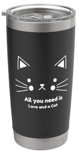 Lindo gato - amantes del gato Vaso térmico de acero inoxidable de doble pared
