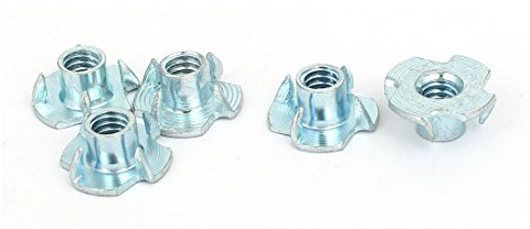 sourcing map 5Stk. 1/4 Inch Gewindedmr. 8mm Höhe 4 Zacken volle Gewinde gespaltene T-Mutter de