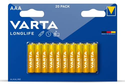 Varta 4103 - Pack de 20 Pilas alcalinas AAA, Color Amarillo
