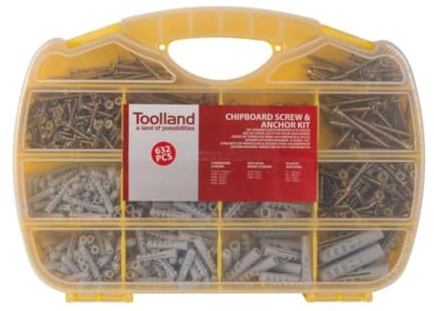 Toolland Dübel- und Spanplattenschrauben-Set, 632-tlg. verschiedene Größen