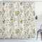 ABAKUHAUS Blumen Duschvorhang, Vintage Garden Plants, Stoffliches Gewebe Badezimmerdekorationsset mit Haken, 175 x 240 cm, Reseda Grün Beige