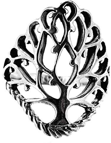 Kiss of Leather Fingerring Lebensbaum aus 925 Sterling Silber, Gr. 52-70 (56 (17.8))