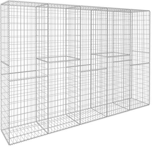 vidaXL Mur en Gabion avec Couvercle Panier à Pierres Panier de Gabion Clôture Barrière Jardin Patio Extérieur Acier Galvanisé 300x50x200 cm