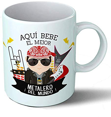 Planetacase - Taza Metalero - Regalo Original - Cerámica Alta Resistencia 330 mL - Apta Microondas y Lavavajillas - Ideal Música y Músicos, Metalero