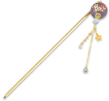 NOREN Épingle à cheveux japonaise, perles de cheveux transparentes, fabriquées au Japon, (perles Sakura/violet)