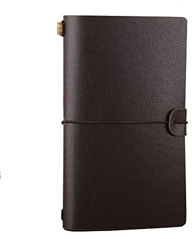 Diario di Viaggio in Pelle, Diario di Viaggio Taccuino in Pelle Sostituibile & Quaderno Vintage, Travel Journal Notebook, 4.72 X 7.87 lnch(Nero)