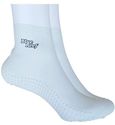 Blue Reef Weiße Antiverruca-Socken aus 100 % Latex, eng anliegend, für Mädchen, Jungen, Damen und Herren, Unisex, mit Noppensohle, weiß, XL
