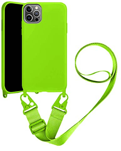 Neck Strap Cases Compatible with Apple iPhone 7 Plus/8 Plus Case Soft Crossbody TPU Case with Adjustable Lanyard Cord Shockproof Silicone Gel Cover Shell(Bright green)