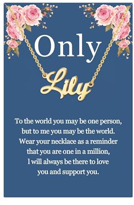 SANNYRA Name Necklace Personalized, 18K Gold Plated Silver-plated Customized Nameplate Necklaces Jewelry Gifts for Women, Pre-made Name, Stainless Steel, No Gemstone