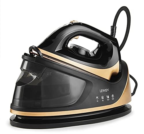 Lewis’s 2400W Power Steam Generator Iron - Black & Gold/Anti-drip Functionality, Variable Steam Dial, Lightweight, Handheld Iron