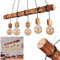 HOFSTEIN Pendelleuchte Canedo, 5-flammige Hängelampe aus Metall/Holz in Schwarz/Grau im skandinavischen Design, Hängeleuchte m. Holzstab u. Fassungen aus Holz, 5 x E27, Esszimmer, Wohnzimmer, Küche