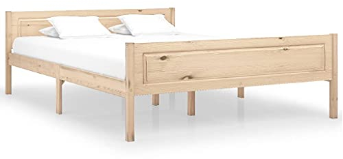vidaXL Kiefernholz Massivholzbett Bettgestell Holzbett Futonbett Bett Doppelbett Bettrahmen mit Lattenrost Schlafzimmerbett 160x200cm