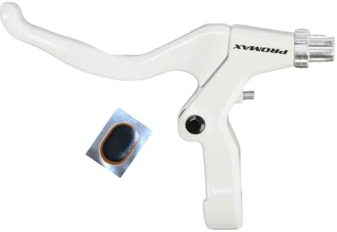 Promax V-Brake Bremsgriffe - Bremshebel Bremsen Hebel Links weiß inkl. Schlauchflicken