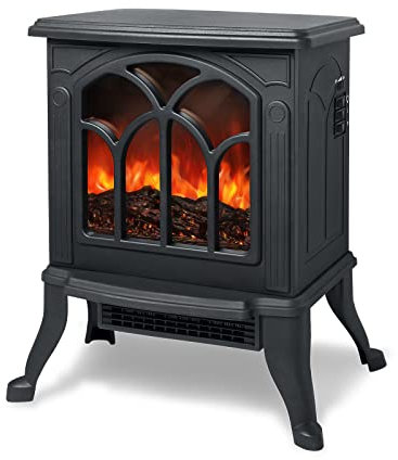 Froadp 1500W Elektrokamin, Schwarz Kaminofen Elektrischer Raumthermostat, Heizer Ofen mit LED Kaminfeuer Flammeneffekt, Heizleistung Elektrokamin mit Flammensimulation