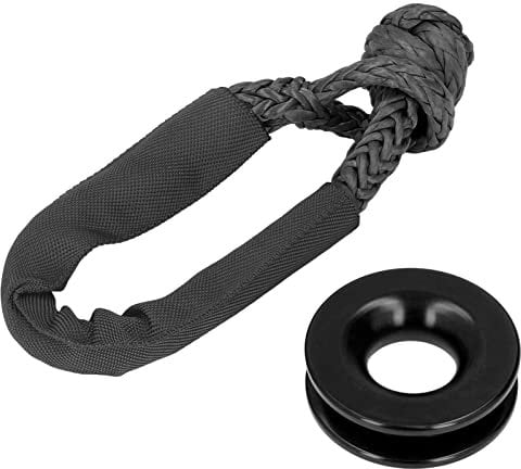 Soft Shackle Synthetic Rope, Fydun Recovery Rope Snatch Ring Recovery Ring Kit Synthetic Towing Winch Shackles Aluminium Alloy for Road Towing Sailing ATV Truck Recovery(Black)